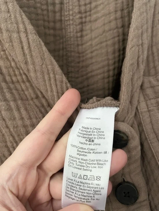 Madewell Lightspun Coverall Jumpsuit 100% Cotton Gauze Tan Brown Medium - Picture 8 of 11